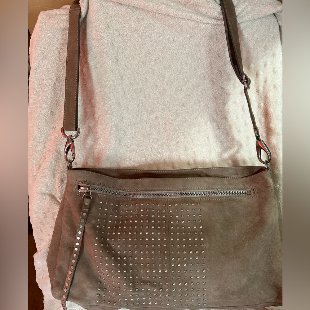 MJUS Opale Beige Suede Studded Bag